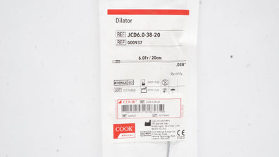 Cook Medical G00937 Dilator 6.0Fr x 20cm x 0.038inch (x)